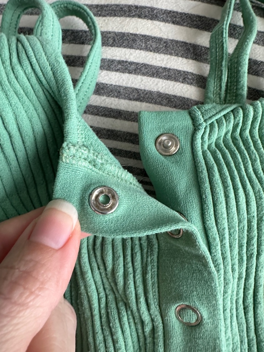 Green Ribbed Snapped Front Ribbed Brami - Picture 3 of 4